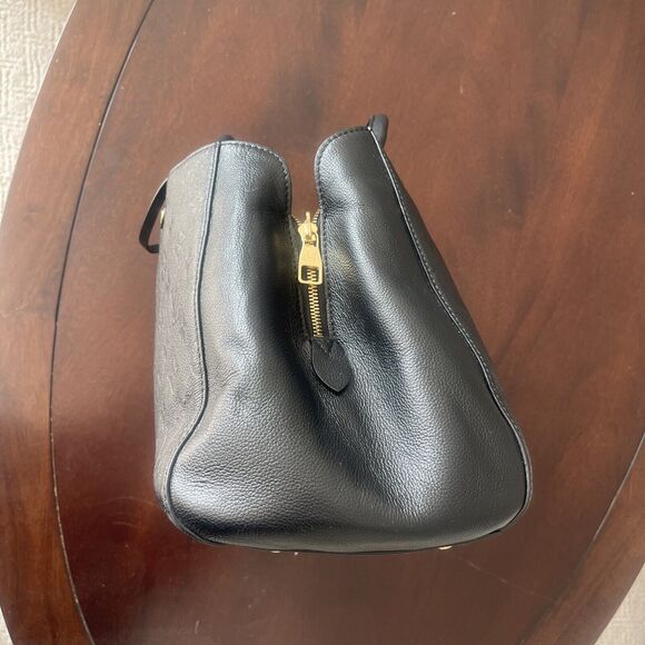 LOUIS VUITTON Monogram Black Leather MM Hand Bag Lock Strap Dust Bag - Picture 10 of 16